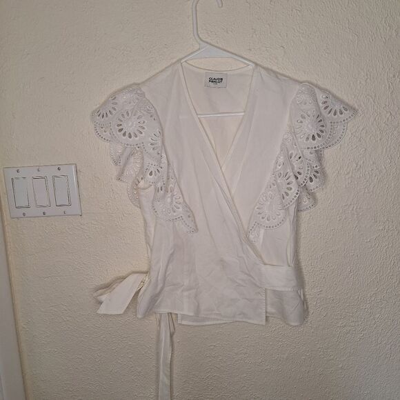 Claudie PIERLOT White Cotton Wrap Shirt - Picture 12 of 12